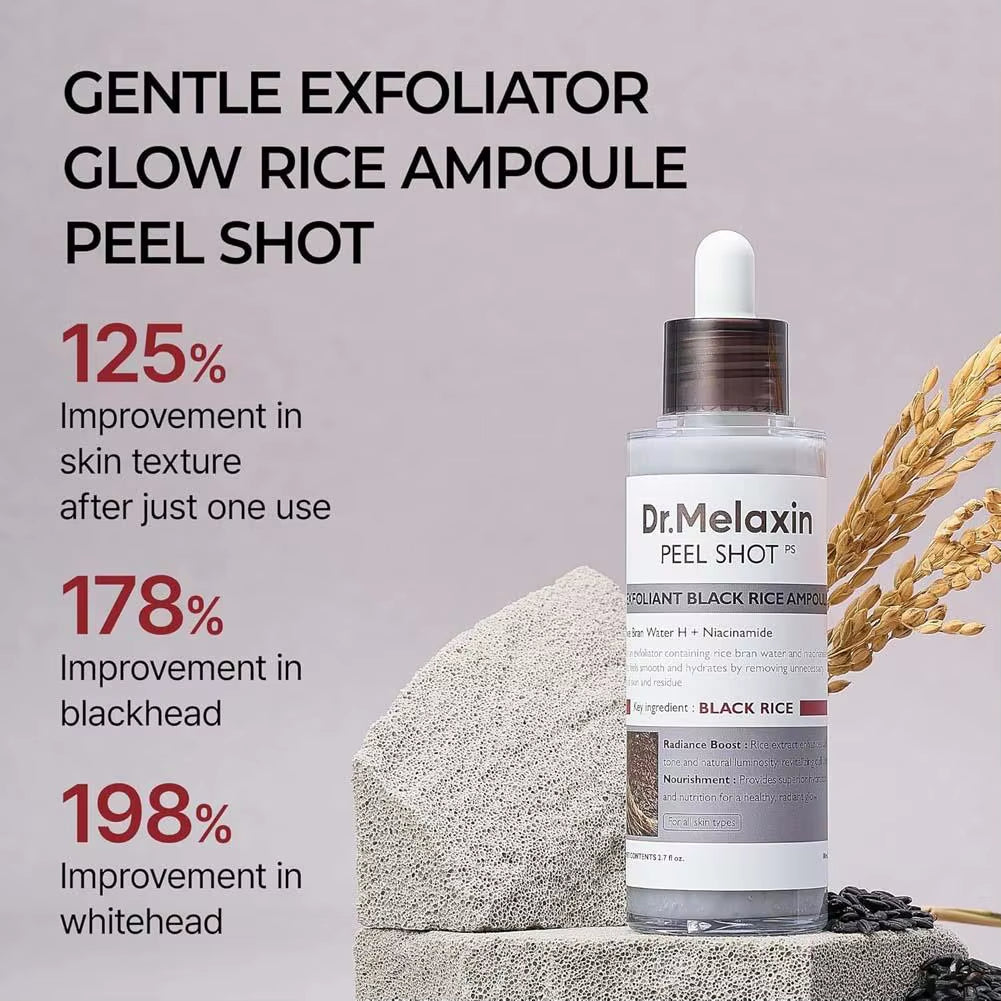 Dr. Melaxin Peel Shot White and Black Rice Exfoliating Essence Skin Lightening Contro Moisturizing Oil-Control Gentle Skin Care
