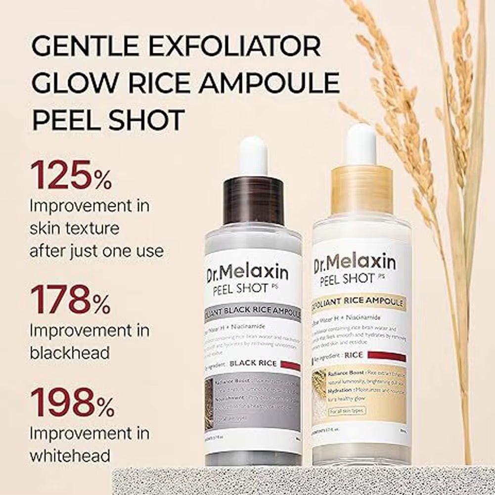 Dr. Melaxin Peel Shot White and Black Rice Exfoliating Essence Skin Lightening Contro Moisturizing Oil-Control Gentle Skin Care